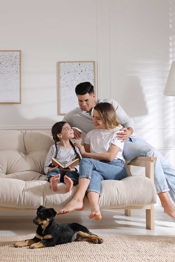 family on couch
